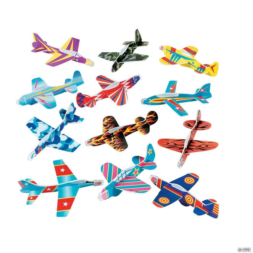 5 1/2" Bulk 72 Pc. Colorful Patterns Foam Glider Toy Assortment