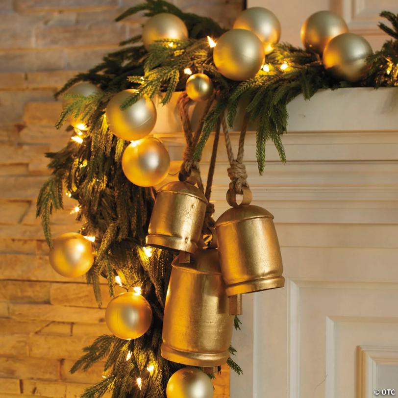 5" – 8" Gold Hanging Christmas Bell Decorations – 3 Pc.