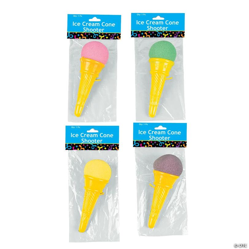 5" Classic Plastic Ice Cream Cone Shooters with Foam Ball - 12 Pc.