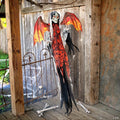 5 Ft. 1/4" Hanging Light-Up Red Skeletal Reaper with Wings Animated Halloween Decoration