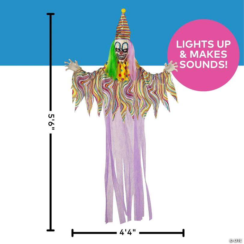 5 Ft. 6 3/4" Hanging Light-Up Clown with Sounds Halloween Decoration