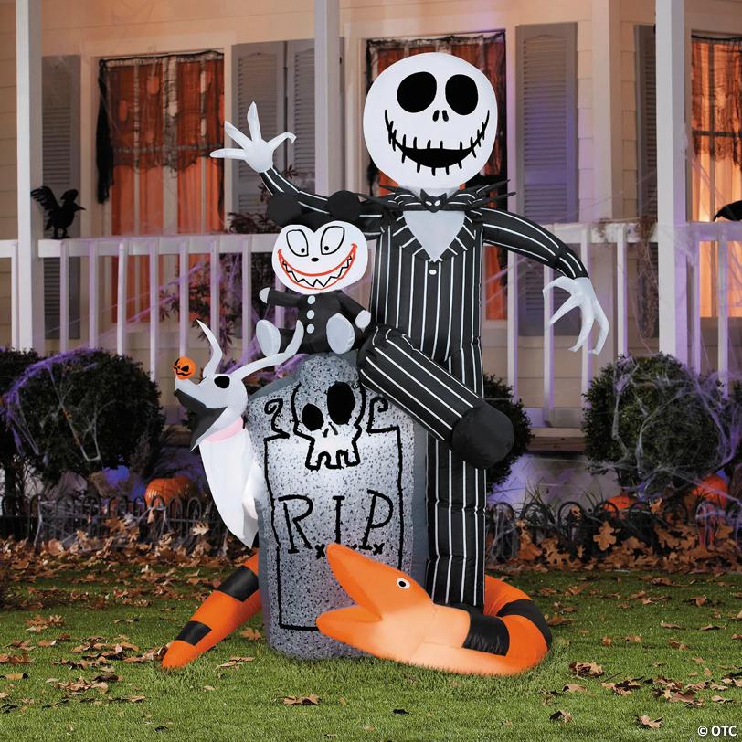 5 Ft. 6" Airblown® Inflatable Light-Up The Nightmare Before Christmas™ Jack with Scary Teddy & Snake Outdoor Decoration