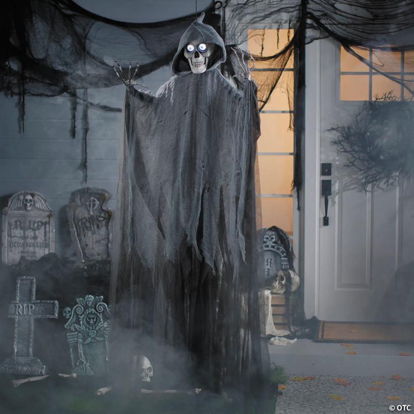 5 Ft. 6" Animated Hanging Skeleton Grim Reaper Halloween Decoration