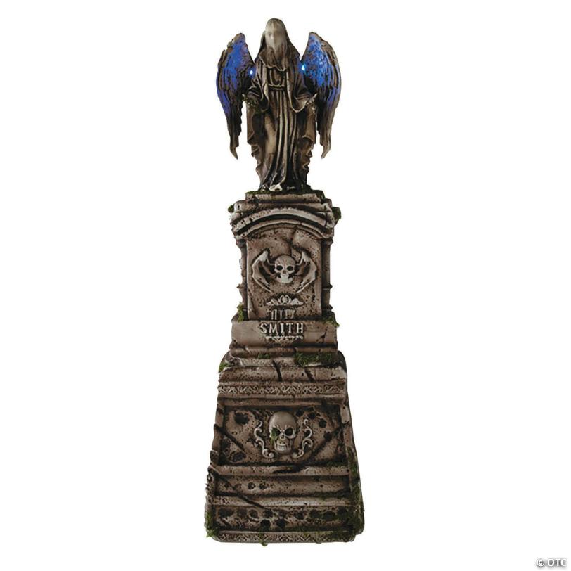 5 Ft. 7" Tombstone with Light-Up Angel & Skulls Halloween Decoration