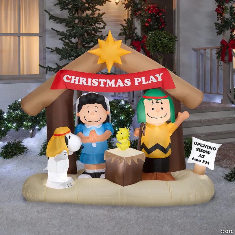 5 Ft. 8" Airblown® Inflatable Peanuts® Christmas Nativity Scene Outdoor Yard Decoration