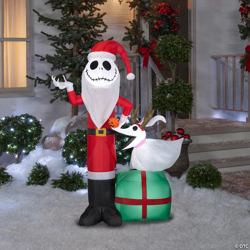 5 Ft. Airblown Inflatable Light-Up The Nightmare Before Christmas Jack & Zero Yard Decoration