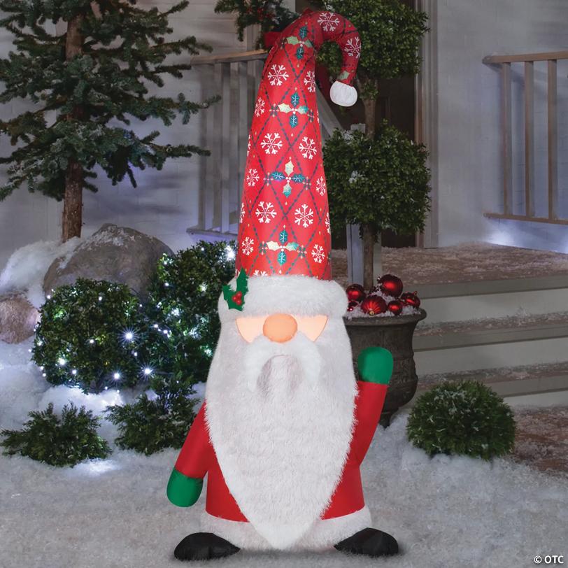 5 Ft. Airblown Inflatable Mixed Media Christmas Tomten with LED Lights Yard Decoration