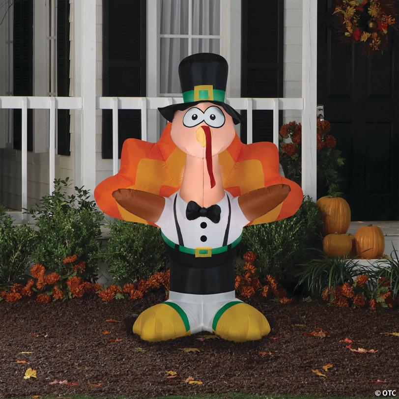 5 Ft. Blow-Up Inflatable Harvest Dressed Turkey Outdoor Yard Decoration