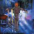5 Ft. Light-Up Posable Hanging Pumpkin Patch Ghoul with Sound Halloween Decoration