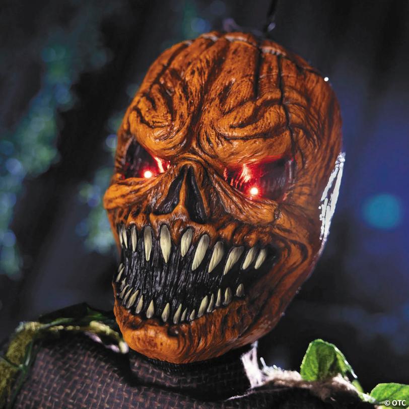 5 Ft. Light-Up Posable Hanging Pumpkin Patch Ghoul with Sound Halloween Decoration