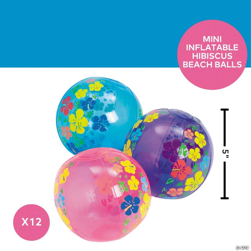 5" Mini Hibiscus Flower Inflatable Vinyl Beach Balls - 12 Pc.