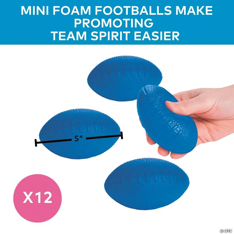 5" Mini Blue Team Cheer School Spirit Foam Footballs - 12 Pc.