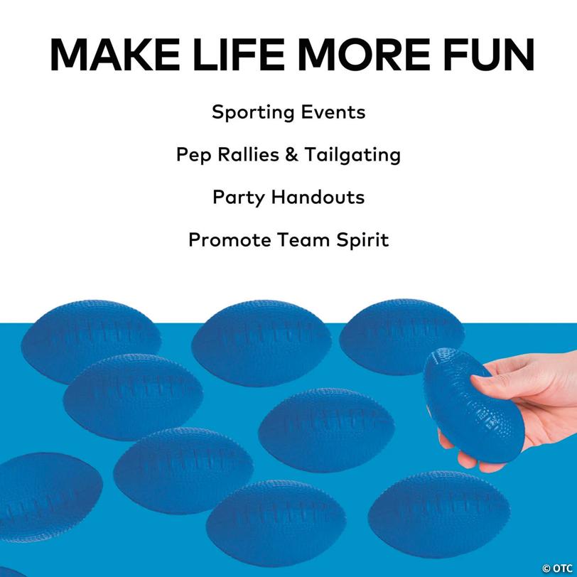 5" Mini Blue Team Cheer School Spirit Foam Footballs - 12 Pc.