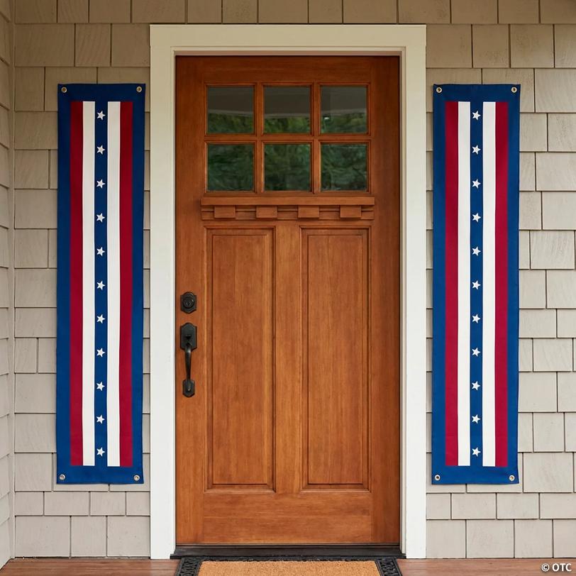 5 ft. Patriotic Vintage Americana Stars & Stripes Pillar Polyester Canvas Bunting