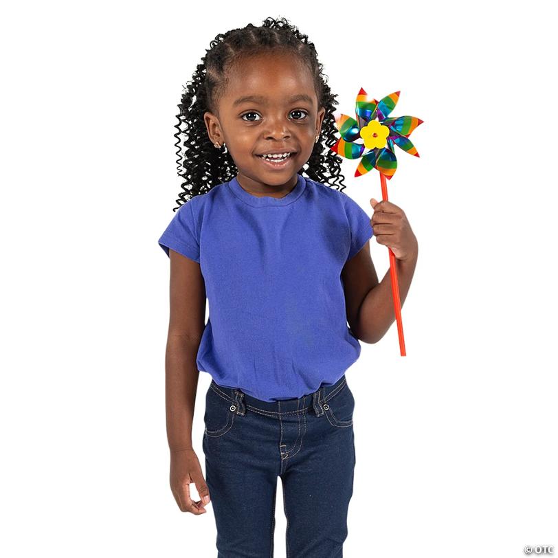 5" x 14" Rainbow Metallic Plastic Pinwheels - 36 Pc.