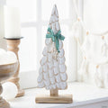 5" x 16 3/4" White Wooden Christmas Tree with Mistletoe Tabletop Centerpiece