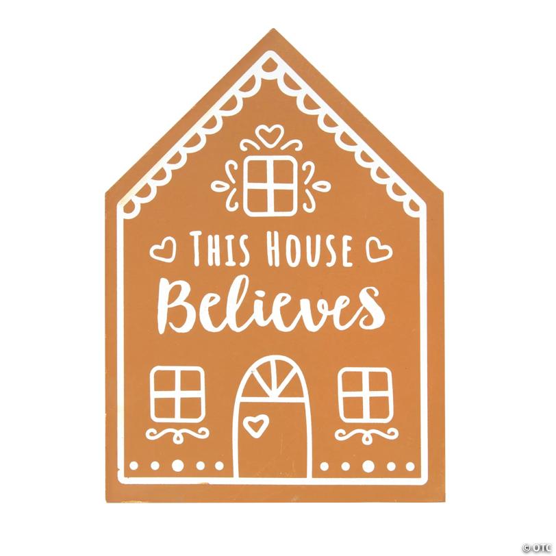 5" x 7" Religious This House Believes Gingerbread Wood Tabletop Sign