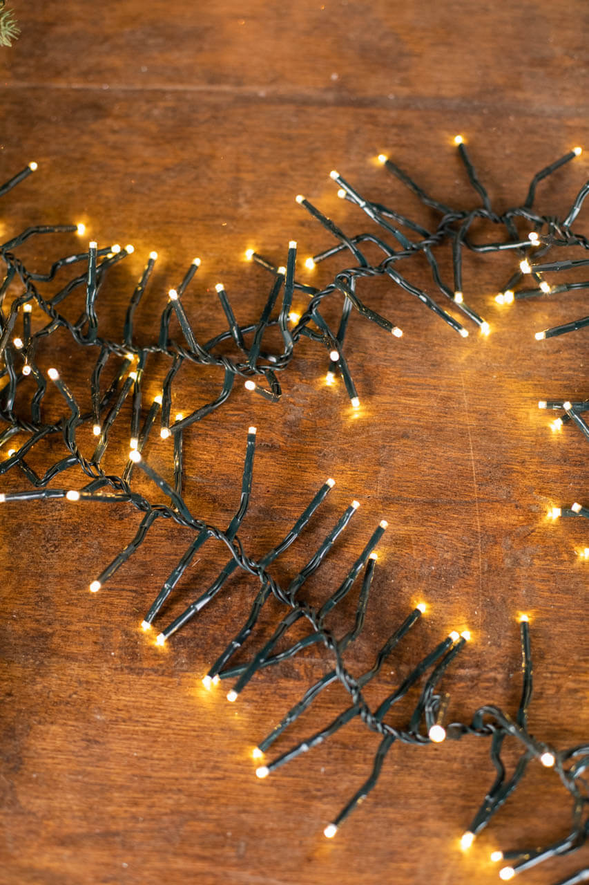25' Platinum Elite Cluster Lights - 760L Warm White (Green Cord)