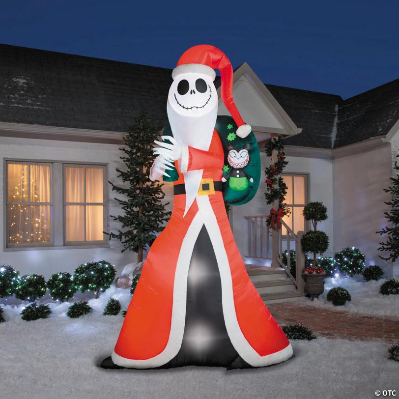 60" Airblown® Jack Skellington as Sandy Claws Inflatable Christmas Outdoor Yard Decor