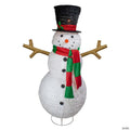 60" Lighted Tinsel Snowman Outdoor Christmas Decoration