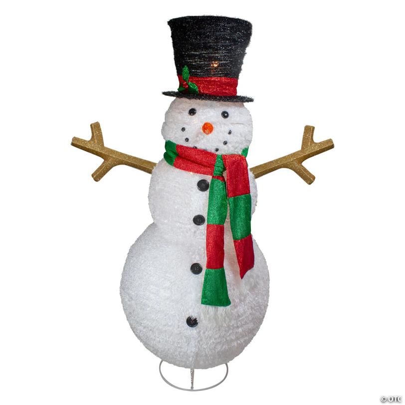 60" Lighted Tinsel Snowman Outdoor Christmas Decoration