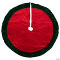 60" Red Traditional Christmas Tree Skirt with Green Border Trim