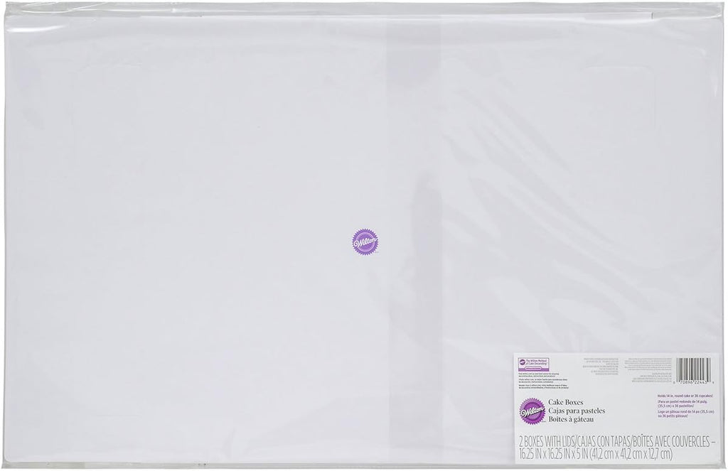 Wilton White Sheet Cake Box with Lid – 16.25" x 16.25" x 5" for 16" durms board