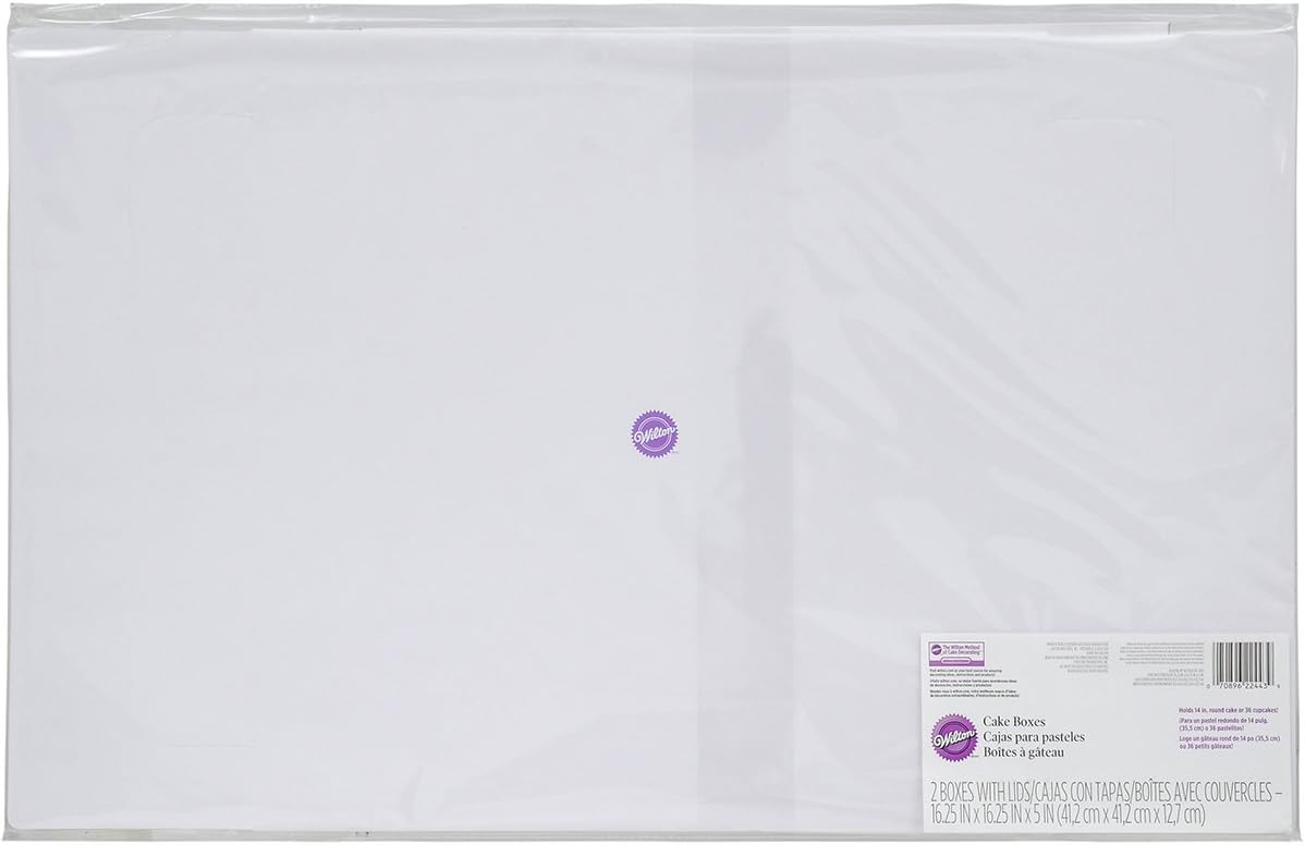 Wilton sturdy Cake Box, 16.25 by 16.25 by 5-Inch, 2-Pack with Windows 16.25x16.25x5"