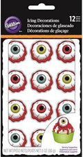 Wilton Gory Bloody Eyeballs Royal Icing Decorations, 12-Count