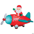 61" Airblown® Animated Santa in Vintage Airplane Inflatable Christmas Outdoor Yard Decor