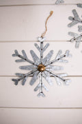 8" Galvanized Metal Snowflake Ornament Rustic Style