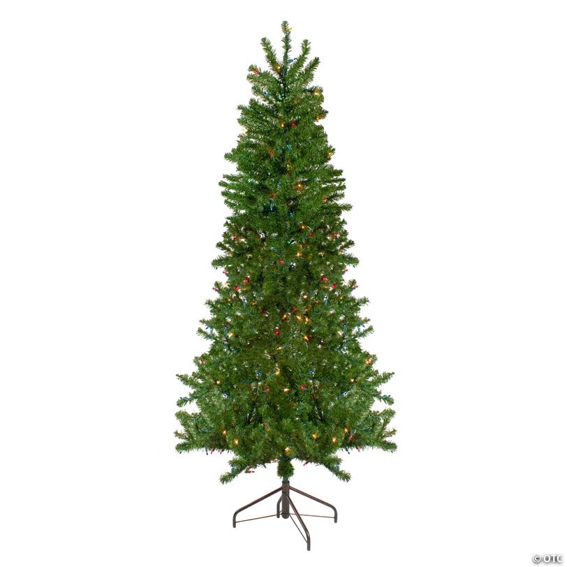 6.5' Pre-Lit Canadian Pine Slim Artificial Christmas Wall Tree - Multicolor Lights