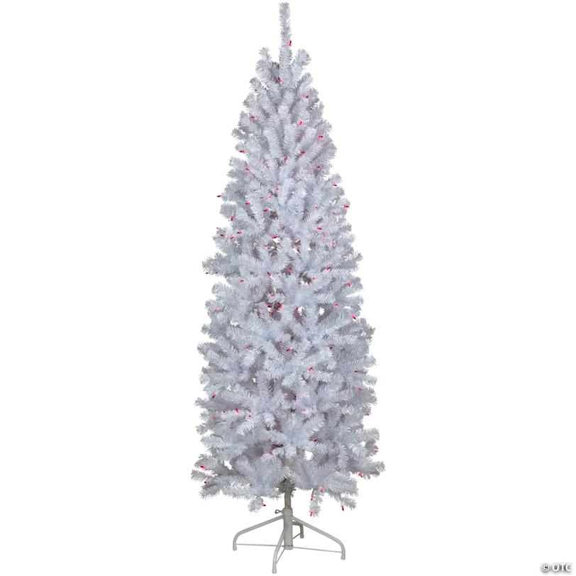 6.5' Pre-Lit Slim Geneva White Spruce Artificial Christmas Tree  Pink Lights
