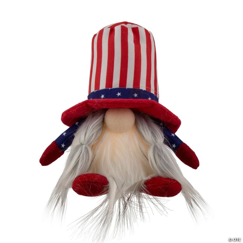 6.75" Lighted Americana Girl 4th of July Patriotic Gnome