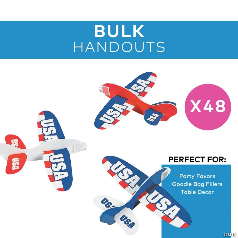 6 1/2" x 5 1/2" Bulk 48 Pc. USA Foam Gliders with Weighted Nose