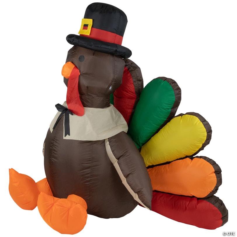 6' Brown and Red Inflatable Lighted Thanksgiving Turkey Outdoor Decor