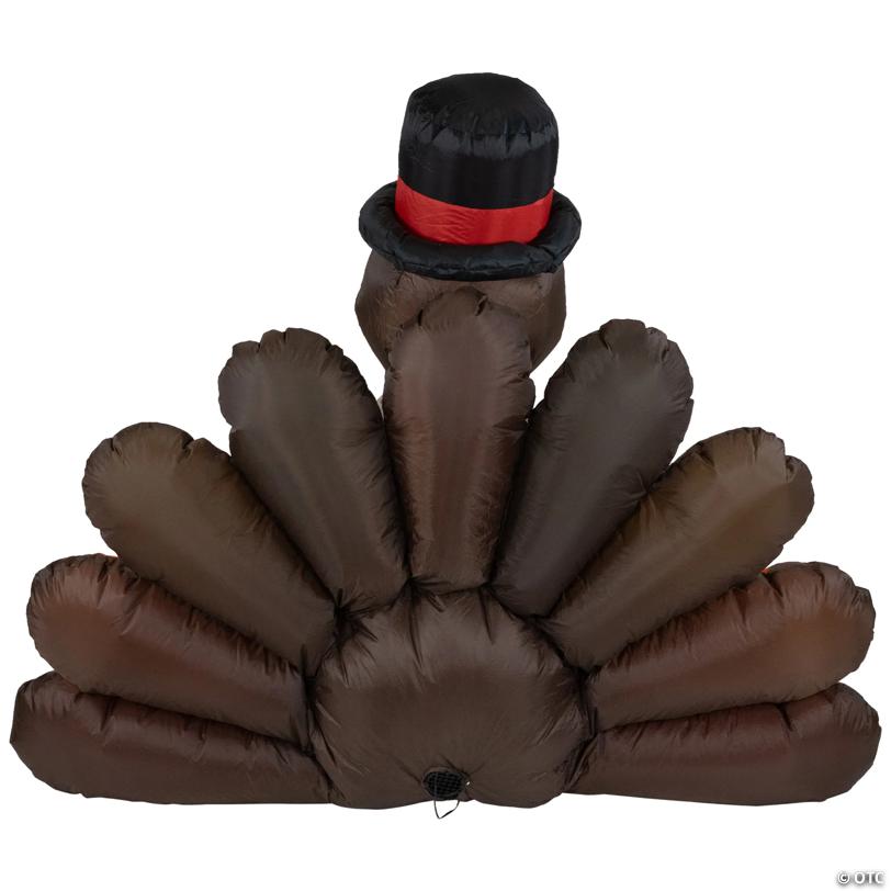 6' Brown and Red Inflatable Lighted Thanksgiving Turkey Outdoor Decor