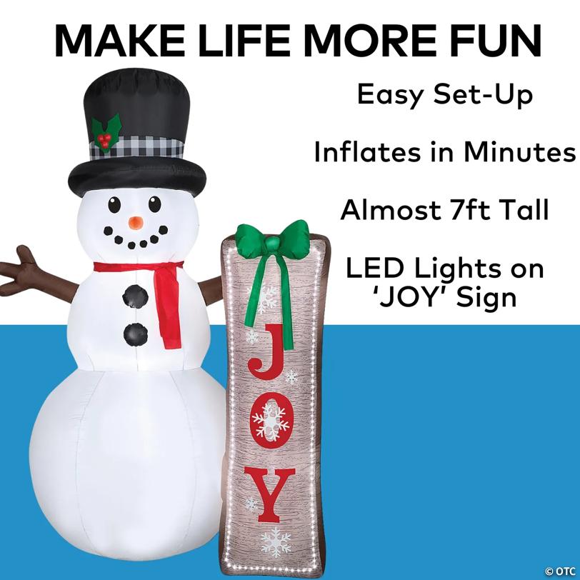6 Ft. 11" Airblown® Inflatable Snowman with LED Lights Christmas Outdoor Yard Decoration