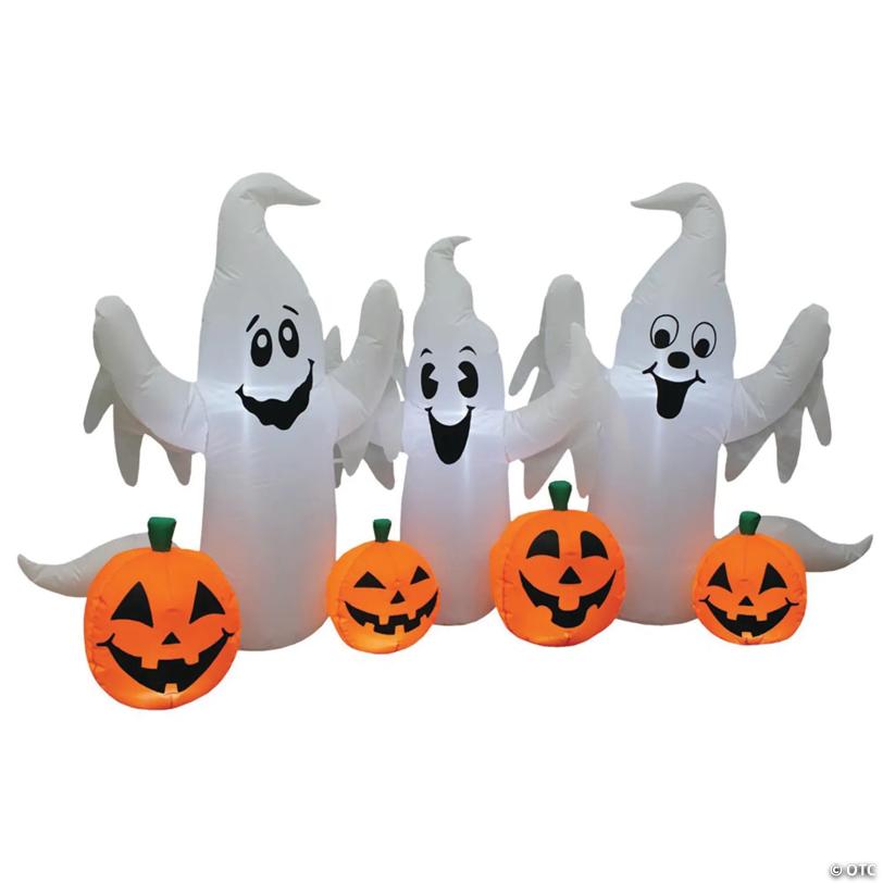 6 Ft. 1" Blow Up Inflatable Ghosts with Pumpkins Halloween Decoration