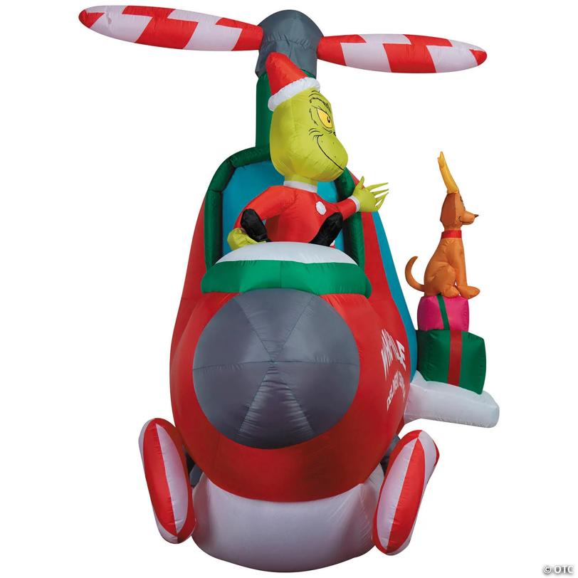 6 Ft. 3" Airblown® Inflatable Dr. Seuss™ How the Grinch Stole Christmas Grinch in Helicopter Outdoor Yard Decoration