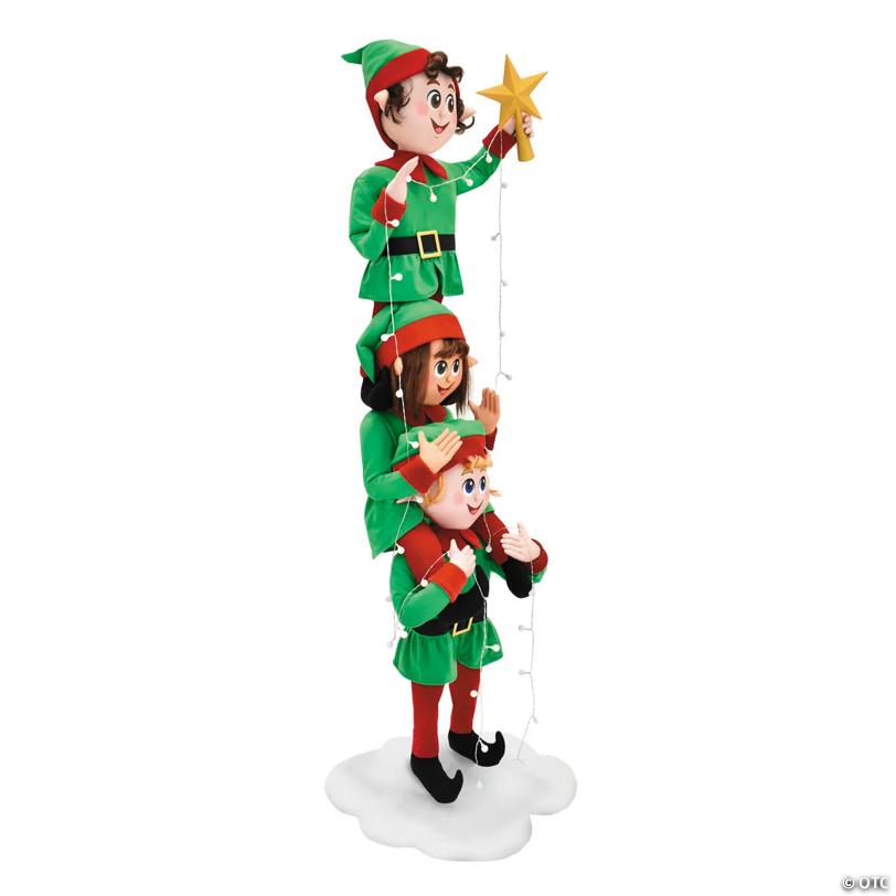 6 Ft. 5 3/4" Light-Up LED Elf Stack with Sound Indoor & Outdoor Christmas Decoration