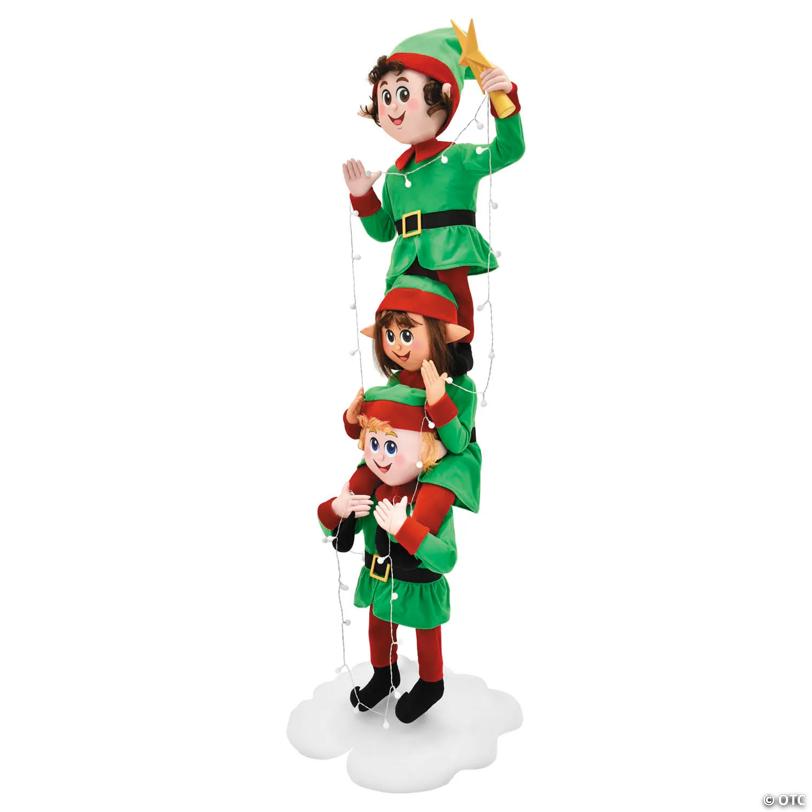 6 Ft. 5 3/4" Light-Up LED Elf Stack with Sound Indoor & Outdoor Christmas Decoration