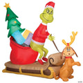 6 Ft. 6" Airblown® Dr. Seuss™ Grinch & Max with Sleigh LED Inflatable Christmas Yard Décor