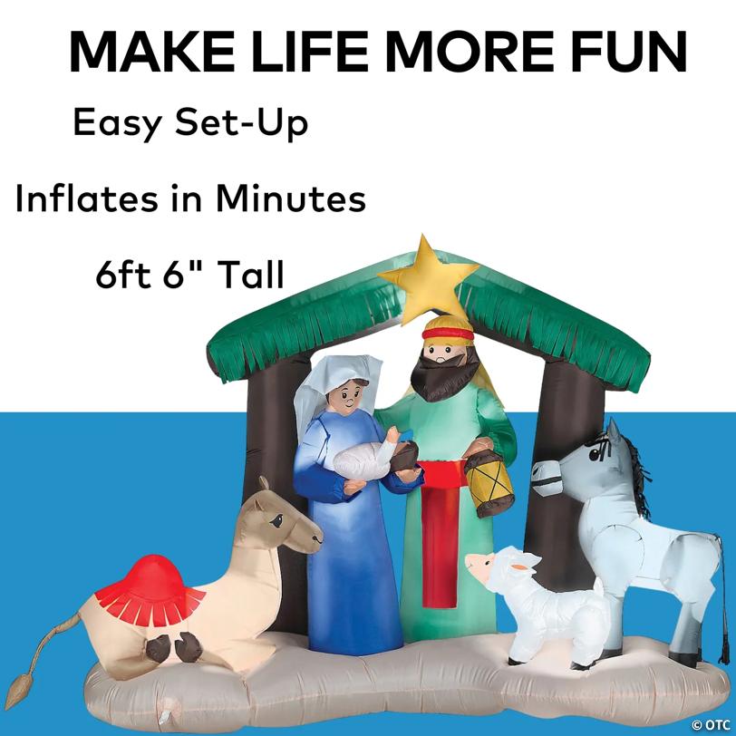 6 Ft. 6" Airblown® Inflatable Nativity Scene with LED Lights Christmas Yard Decoration