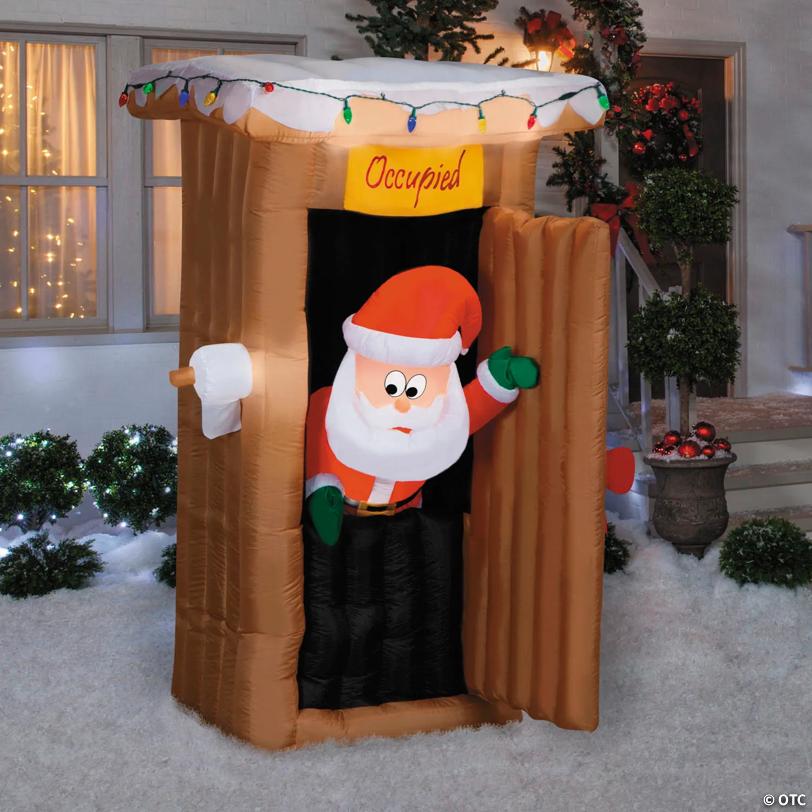 6 Ft. Airblown® Inflatable Animated Santa in Outhouse with Lights Christmas Outdoor Yard Decoration