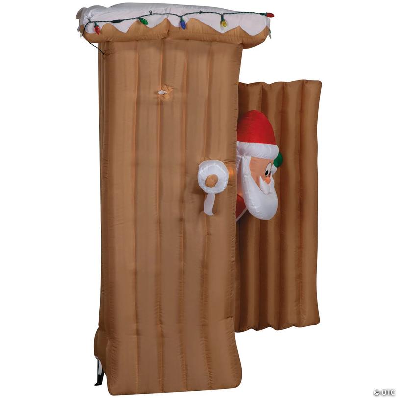 6 Ft. Airblown® Inflatable Animated Santa in Outhouse with Lights Christmas Outdoor Yard Decoration