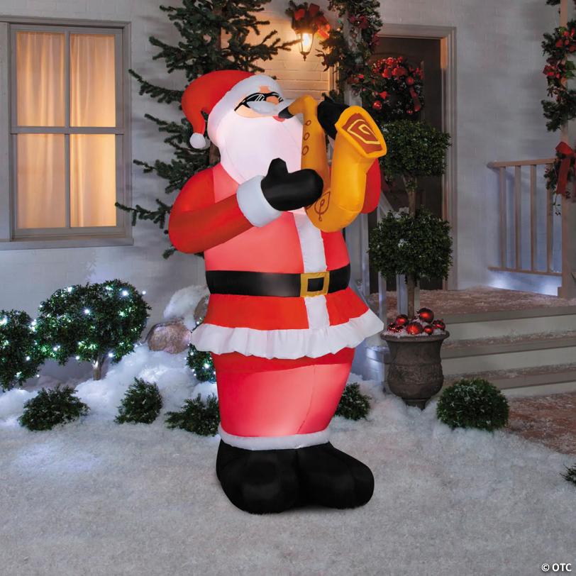 6 Ft. Airblown® Inflatable Animated Santa with Saxophone Christmas Outdoor Yard Decoration