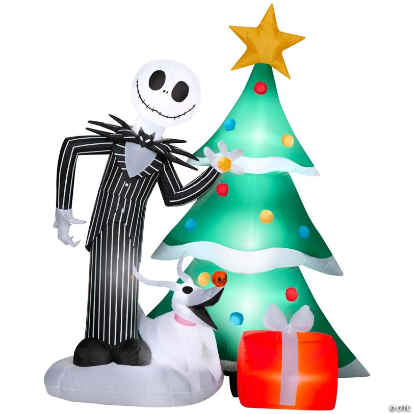 6 Ft. Airblown Inflatable Light-Up The Nightmare Before Christmas Jack & Zero with Christmas Tree