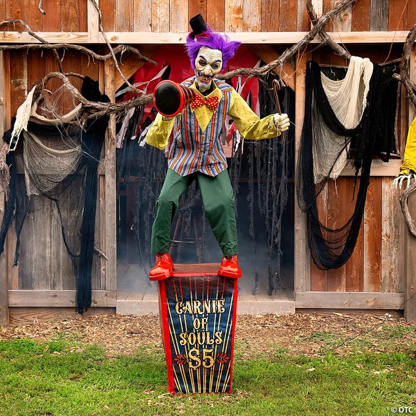 6 Ft. Animated Servo Carnival Barker Halloween Decoration