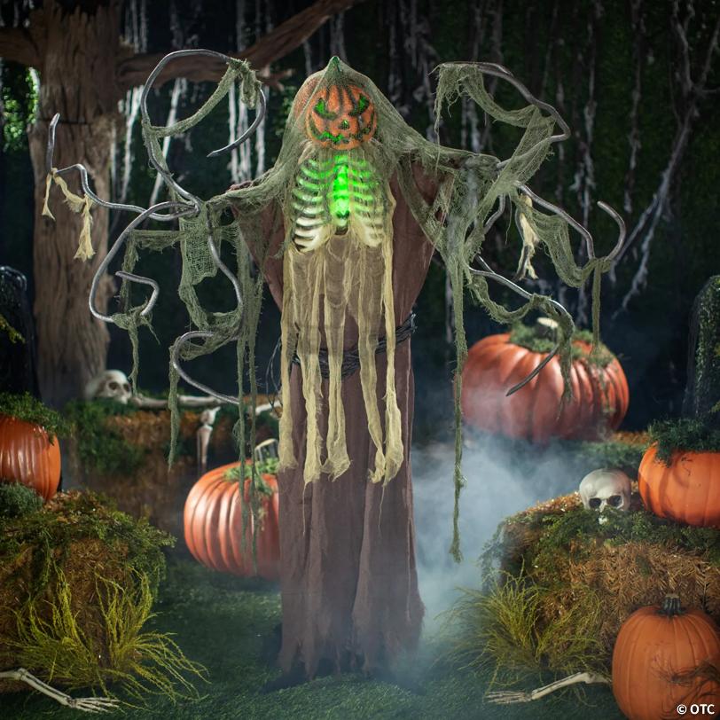 6 Ft. Animated & Light-Up Standing Jack-O’-Lantern Man Halloween Decoration